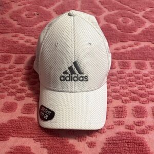 Adidas White Mesh Cap. Stretch fit. Never worn. Climate- SWEAT NOTHING.